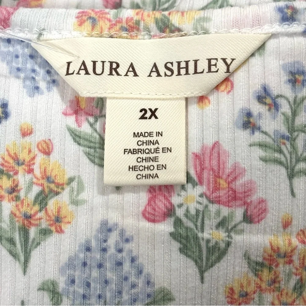LAURA ASHLEY WOMEN SHORT SLEEVE NIGHTGOWN 2X SPRING WILDFLOWERS SUPER SOFT 36